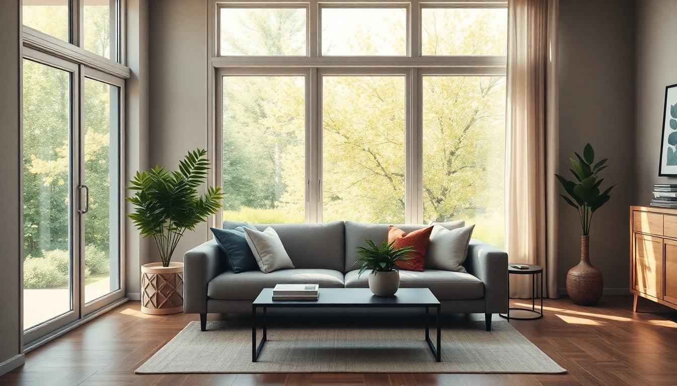 Enhance your space with natural light through windows from http://www.americanwindowscenter.com, showcasing a modern living room ambiance.