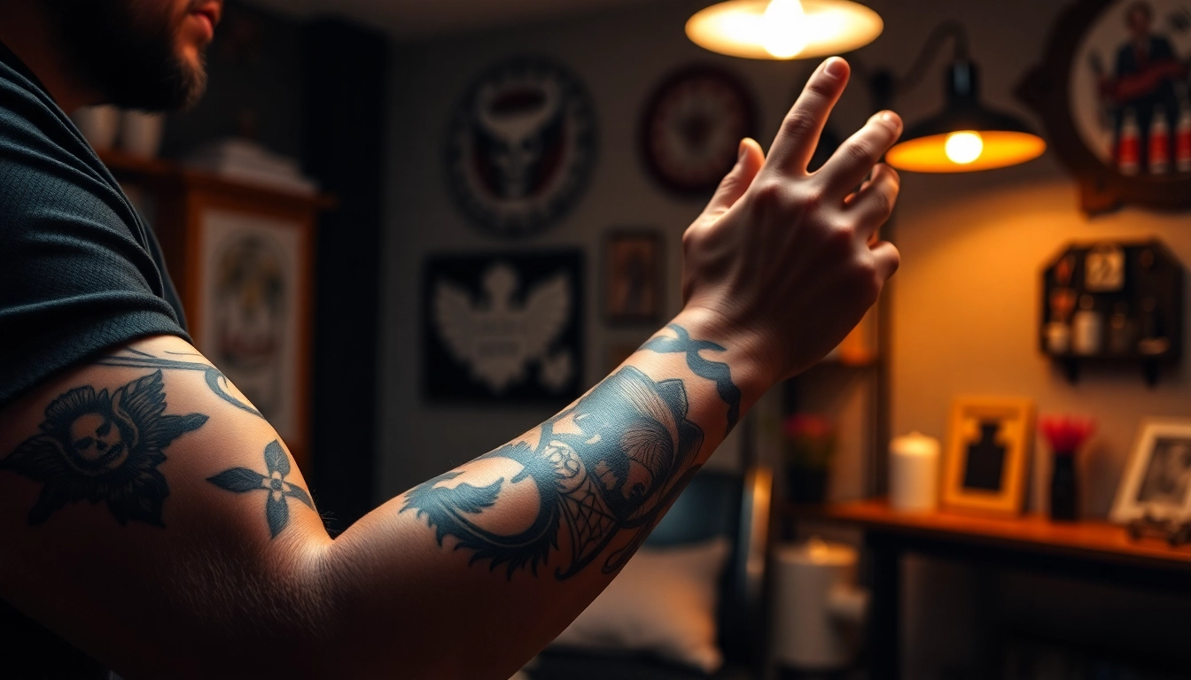 Tattoo Studio München: Kreatives Tattoo-Design in einem stilvollen, modernen Umfeld mit tätowierten Künstlern.