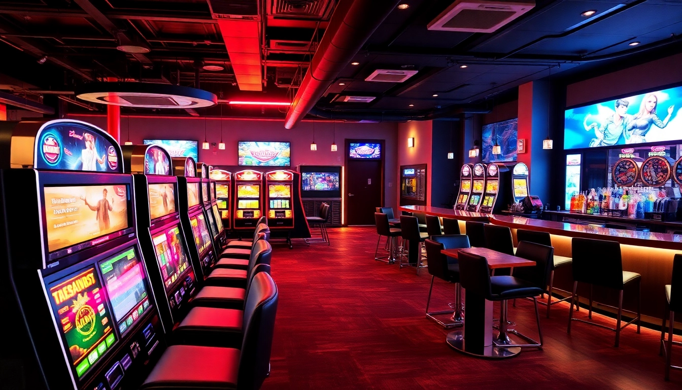 Spielen Sie im online casino ohne anmeldung in einer aufregenden, modernen Spielhalle mit Spielautomaten.