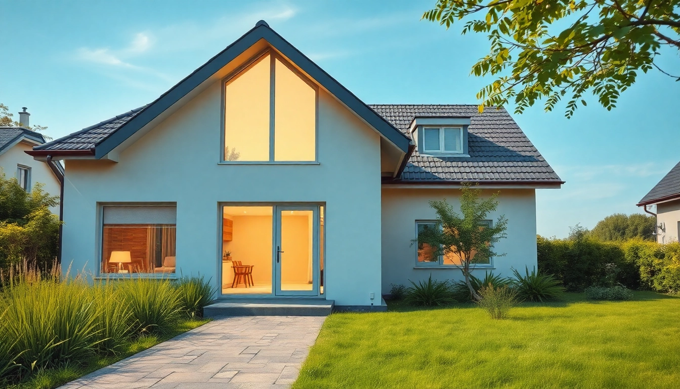Visuelle Darstellung eines einladenden Hauses für den Hauskauf mit schönem Garten