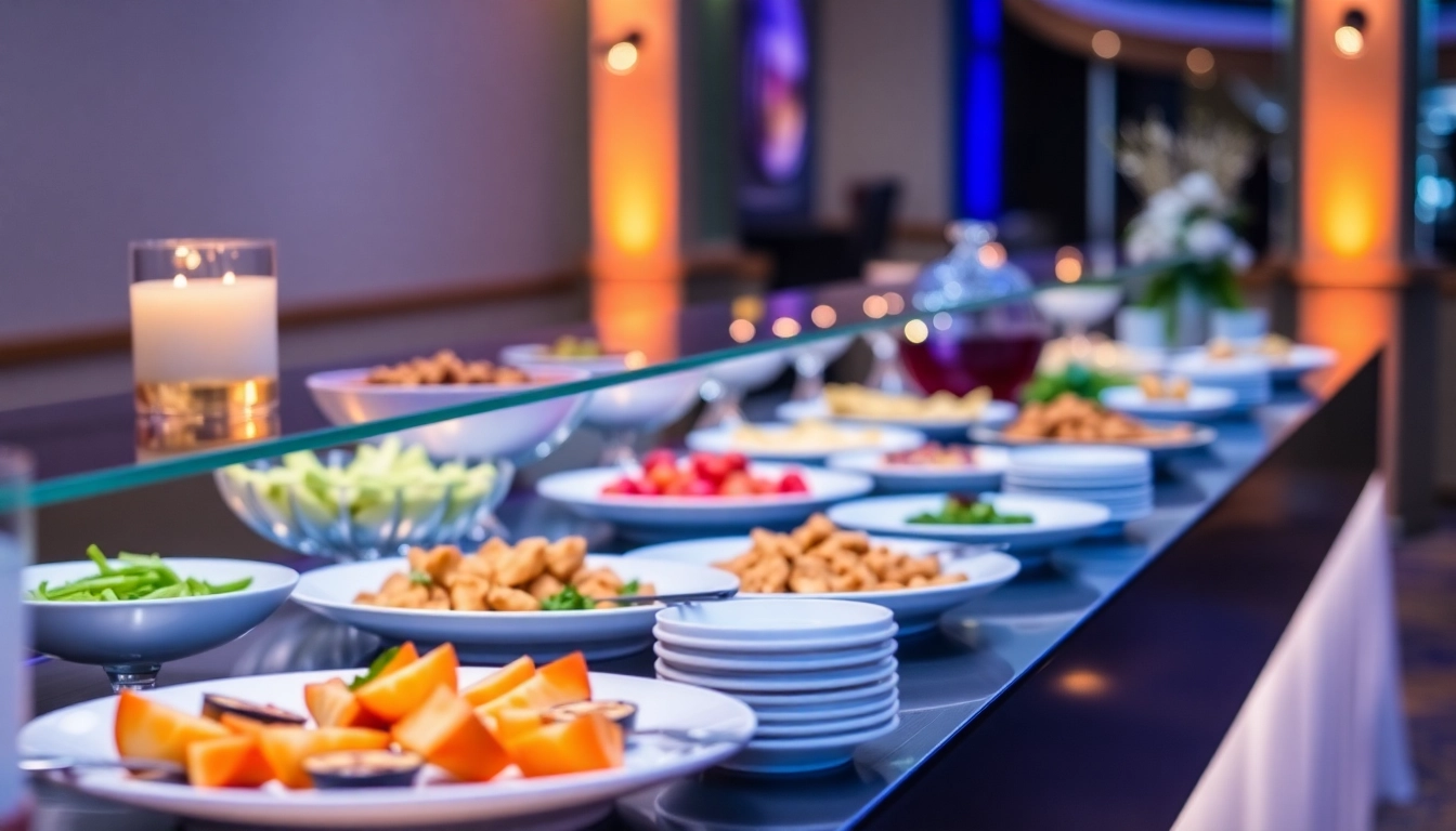 Catering Buffet mit köstlichen Fingerfood-Varianten in einer ansprechenden Präsentation für Events.