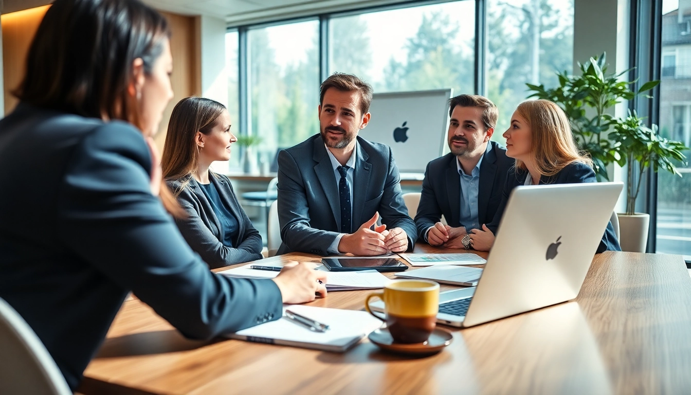 Headhunter Monchengladbach engaging with candidates in a modern office setting.